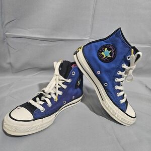 Converse Chuck Taylor 70 High 'Peace, Love, and Basketball' Black Blue Sz 7.5 W